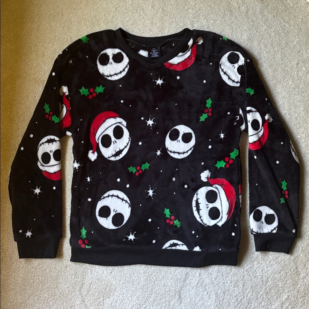Disney Nightmare Before Christmas Jack Crew Neck Holiday Fleece Pull Over unisex